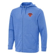 Mens Antigua Heather Blue New York Knicks Effortless Full-Zip Hoodie Jacket