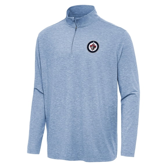 Men's Antigua  Heather Blue Winnipeg Jets Hunk Quarter-Zip Top