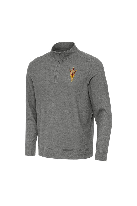 Men's Antigua Heather Charcoal Arizona State Sun Devils Subtle Quarter-Zip Sweatshirt