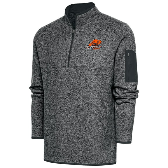 Men's Antigua  Heather Charcoal Bucknell Bison Fortune Quarter-Zip Pullover Jacket