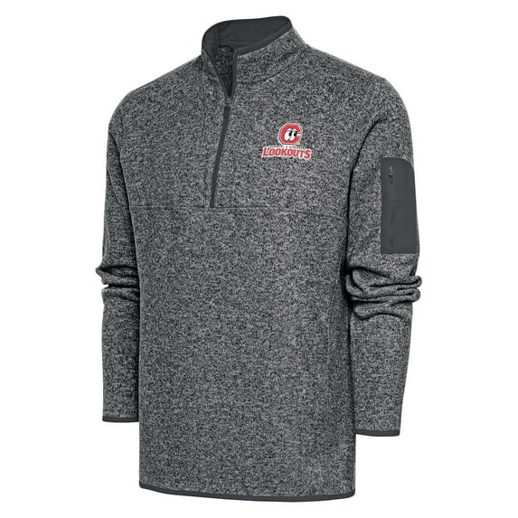 Men's Antigua Heather Charcoal Chattanooga Lookouts Fortune Quarter-Zip Pullover Jacket