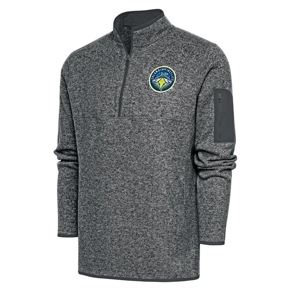 Men's Antigua Heather Charcoal Columbia Fireflies Fortune Quarter-Zip Pullover Jacket