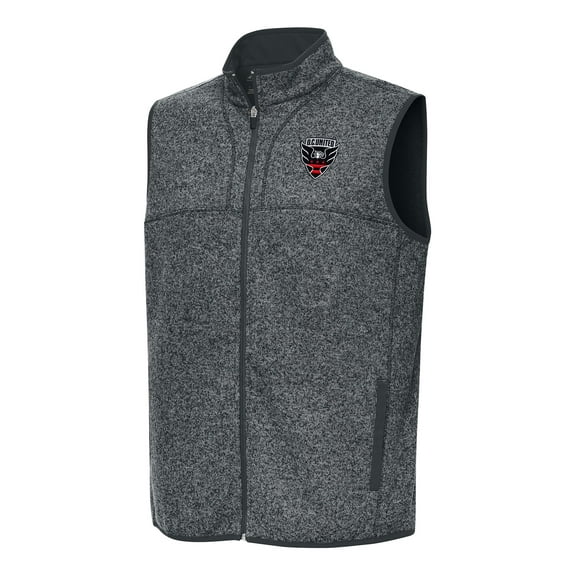 Men's Antigua Heather Charcoal D.C. United Fortune Full-Zip Vest