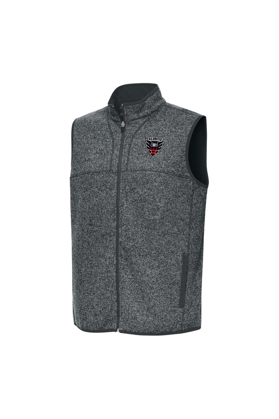 Men's Antigua Heather Charcoal D.C. United Fortune Full-Zip Vest