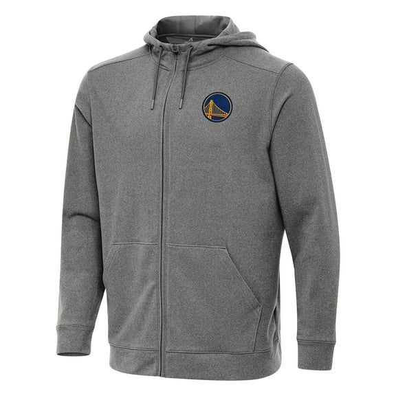 Men's Antigua Heather Charcoal Golden State Warriors Effortless Full-Zip Hoodie Jacket