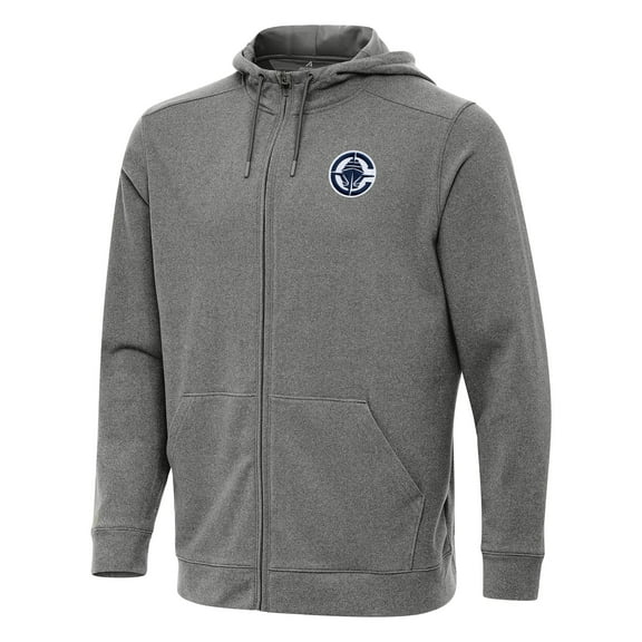 Men's Antigua Heather Charcoal LA Clippers Effortless Full-Zip Hoodie Jacket