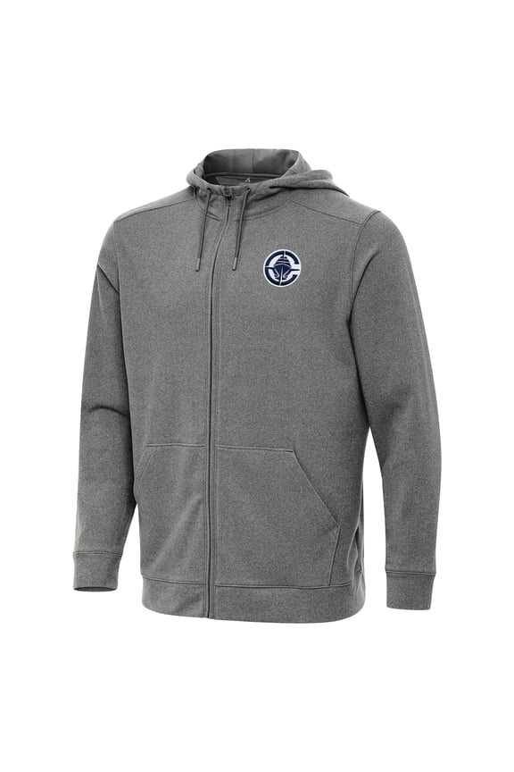 Men's Antigua Heather Charcoal LA Clippers Effortless Full-Zip Hoodie Jacket