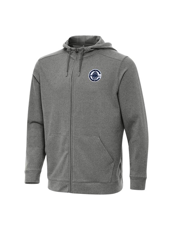 Men's Antigua Heather Charcoal LA Clippers Effortless Full-Zip Hoodie Jacket