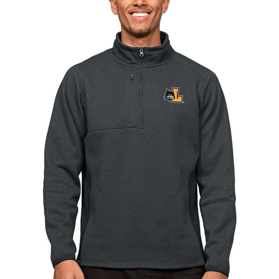 Men's Antigua Heather Charcoal Loyola Chicago Ramblers Course Quarter-Zip Pullover Top