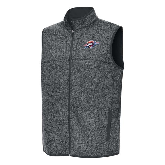 Men's Antigua Heather Charcoal Oklahoma City Thunder Fortune Full-Zip Vest