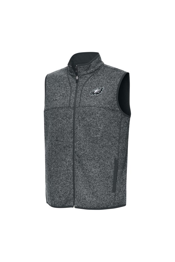 Men's Antigua Heather Charcoal Philadelphia Eagles Fortune Full-Zip Vest