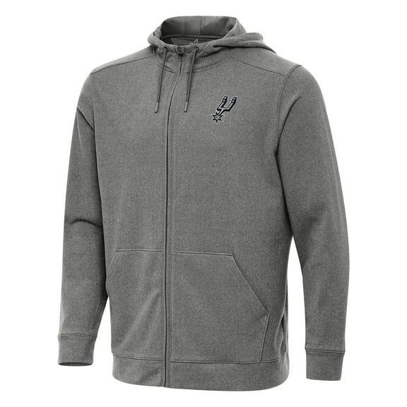 Men's Antigua Heather Charcoal San Antonio Spurs Effortless Full-Zip Hoodie Jacket