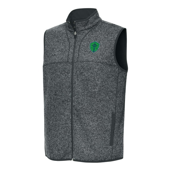 Men's Antigua Heather Charcoal Seattle Sounders FC Fortune Full-Zip Vest