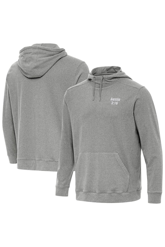 Men's Antigua Heather Charcoal "Stone Cold" Steve Austin Cloud Hoodie