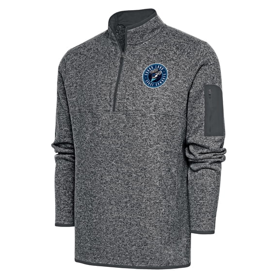 Men's Antigua Heather Charcoal Sugar Land Space Cowboys Fortune Quarter-Zip Pullover Jacket