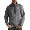 thumbnail image 1 of Men's Antigua Heather Charcoal Tampa Bay Rays Fortune Big & Tall Quarter-Zip Pullover Jacket, 1 of 1