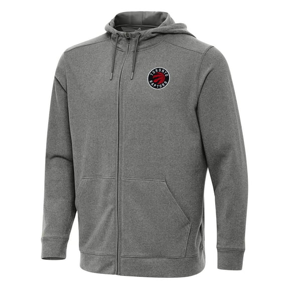 Men's Antigua Heather Charcoal Toronto Raptors Effortless Full-Zip Hoodie Jacket