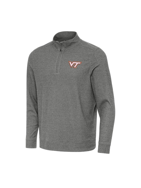 Men's Antigua Heather Charcoal Virginia Tech Hokies Subtle Quarter-Zip Sweatshirt