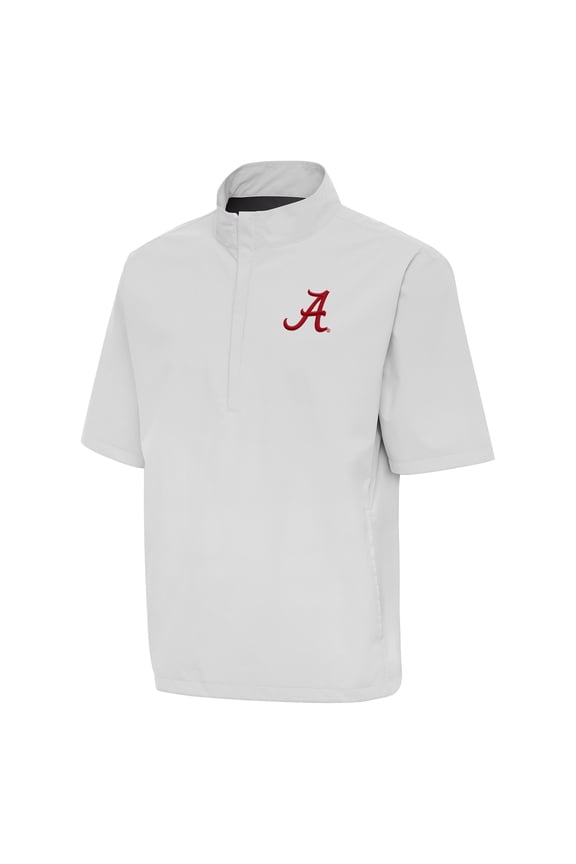 Men's Antigua Heather Gray Alabama Crimson Tide Brisk Quarter-Zip Windbreaker