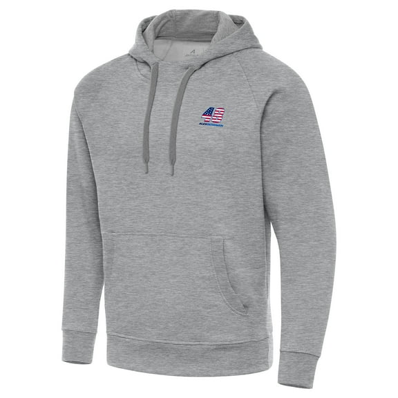 Men's-Antigua  Heather Gray Alex Bowman Fleece Victory Pullover Hoodie