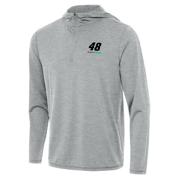 Men's Antigua  Heather Gray Alex Bowman Tidy Quarter-Zip Hoodie