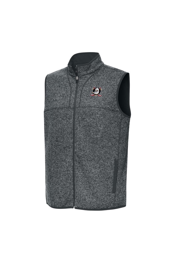Men's Antigua Heather Gray Anaheim Ducks Fortune Full-Zip Vest