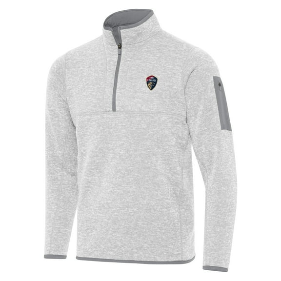 Men's Antigua Heather Gray North Carolina Courage Fortune Quarter-Zip Jacket