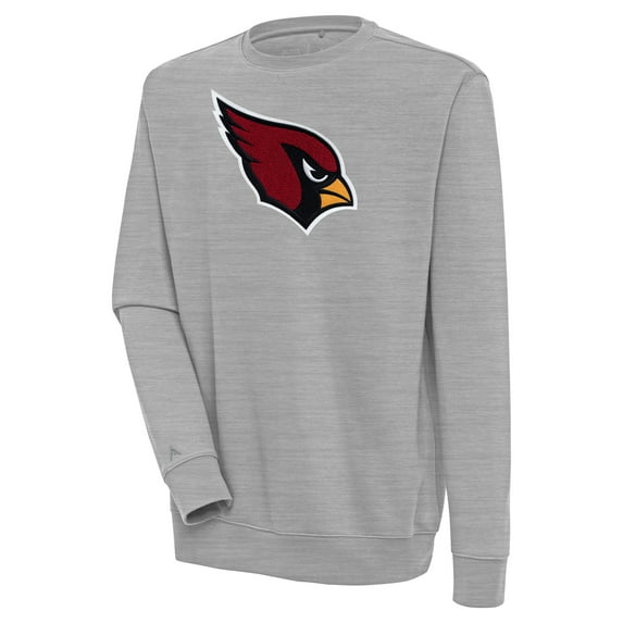 Men's Antigua Heather Gray Arizona Cardinals Victory Crewneck Pullover Sweatshirt