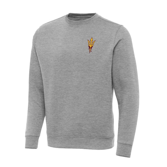 Men's Antigua Heather Gray Arizona State Sun Devils Big & Tall Victory Crew Neck Pullover Sweatshirt