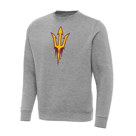 Men's Antigua Heather Gray Arizona State Sun Devils Big & Tall Victory Crew Neck Pullover Sweatshirt