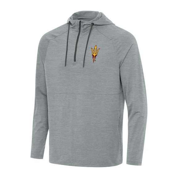 Men's Antigua Heather Gray Arizona State Sun Devils Spikes Raglan Quarter-Zip Hoodie