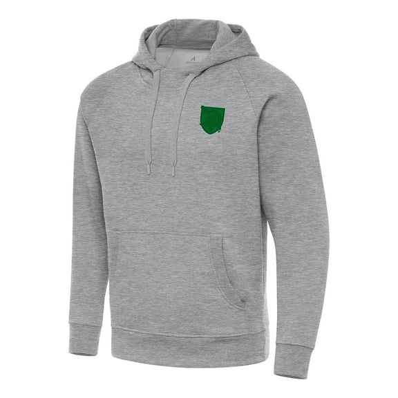 Men's-Antigua Heather Gray Army Black Knights St. Patrick's Day Fleece Raglan Victory Pullover Hoodie