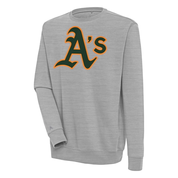 Men's Antigua Heather Gray Athletics Victory Pullover Sweatshirt