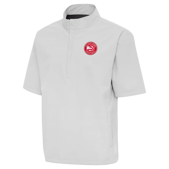 Men's Antigua Heather Gray Atlanta Hawks Brisk Quarter-Zip Windbreaker