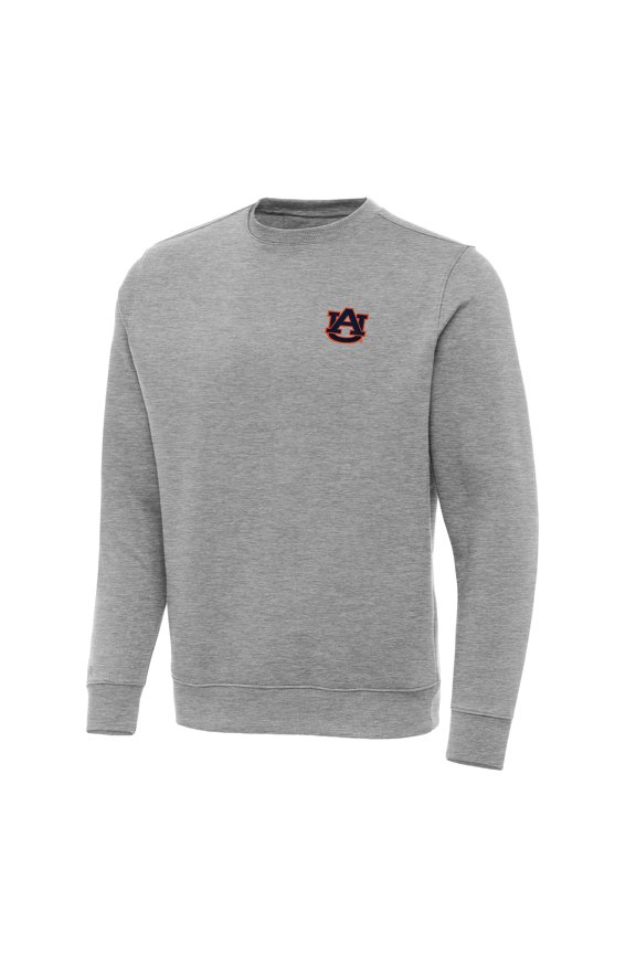 Men's Antigua Heather Gray Auburn Tigers Big & Tall Victory Crewneck Pullover Sweatshirt
