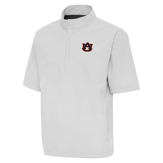 Men's Antigua Heather Gray Auburn Tigers Brisk Quarter-Zip Windbreaker