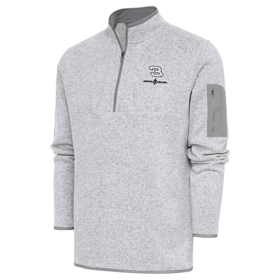 Men's Antigua Heather Gray Austin Dillon Fortune Quarter-Zip Pullover Jacket