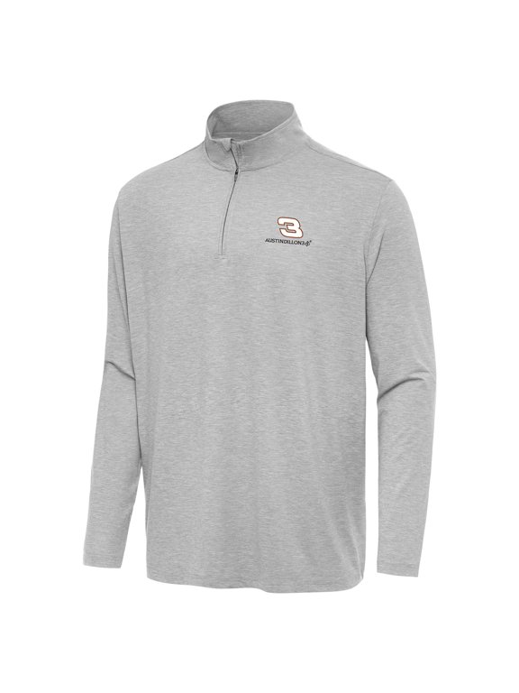 Men's Antigua Heather Gray Austin Dillon Hunk Quarter-Zip Top