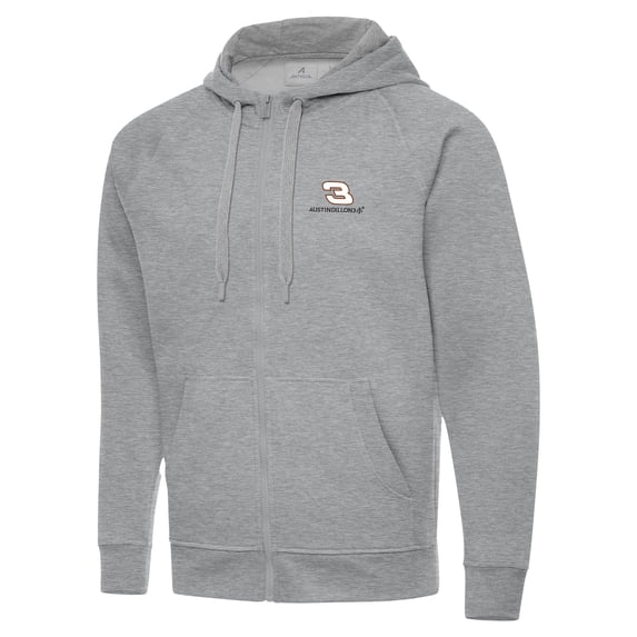 Men's-Antigua Heather Gray Austin Dillon Victory Full-Zip Hoodie