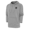 thumbnail image 1 of Men's Antigua Heather Gray Austin FC Brushed Metallic Logo Victory Pullover Hoodie, 1 of 1