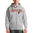 thumbnail image 1 of Men's Antigua Heather Gray Baltimore Orioles Team Logo Victory Full-Zip Hoodie, 1 of 1