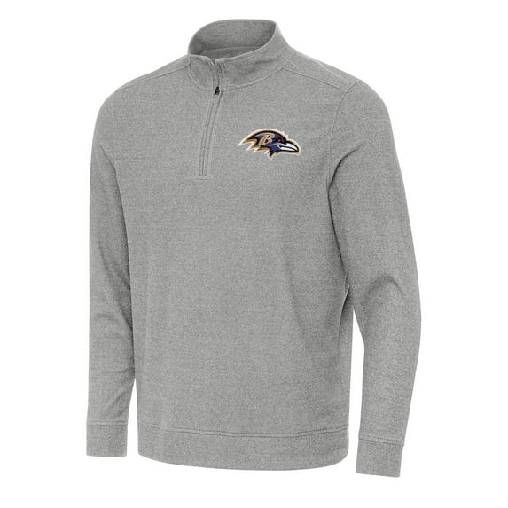 Men's Antigua Heather Gray Baltimore Ravens Subtle Quarter-Zip Top