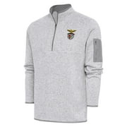 Mens Antigua Heather Gray Benfica Elevate Quarter-Zip Pullover