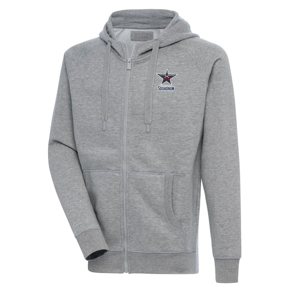 Men's Antigua Heather Gray Birmingham Squadron Victory Full-Zip Hoodie