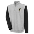 thumbnail image 1 of Men's Antigua Heather Gray/Black Columbus Crew Victory Color Block Quarter-Zip Pullover Top, 1 of 1