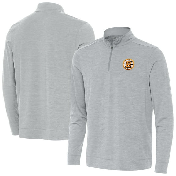 Men's Antigua Heather Gray Boston Bruins Bright Quarter-Zip Pullover