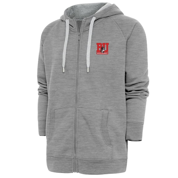 Men's Antigua Heather Gray Boston University Victory Full-Zip Hoodie