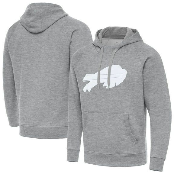 Men's Antigua Heather Gray Buffalo Bills Victory Pullover Hoodie