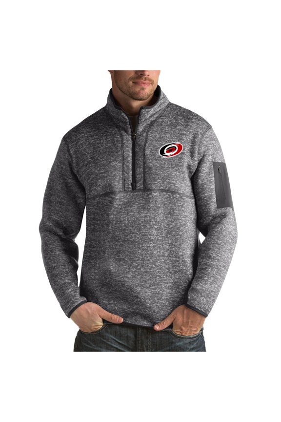 Men's Antigua Heather Gray Carolina Hurricanes Fortune Big & Tall Quarter-Zip Pullover Jacket
