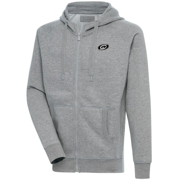 Men's Antigua  Heather Gray Carolina Hurricanes Metallic Logo Victory Full-Zip Hoodie